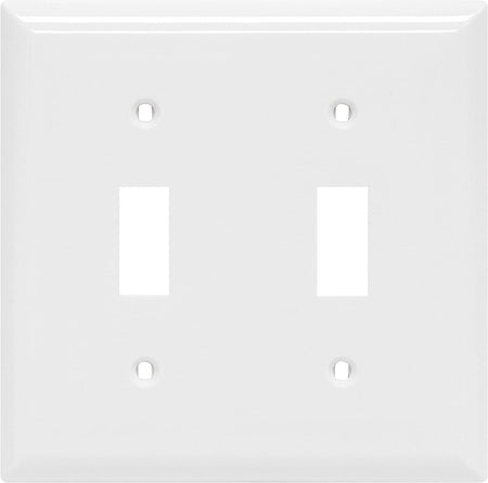 Double Oversized Wall Plate Cover, 2 Gang, Unbreakable Faceplate, X 4.9”, Screws Included, White, Toggle Switch Wallplate, 1 Pack