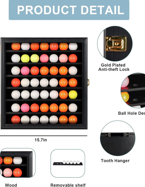 Load image into Gallery viewer, Golf Ball Display Case Lockable - Golf Ball Holder Gift for Golf Enthusiasts - Golf Ball Display Rack Cabinet for Wall Mount with 98% UV Protection Acrylic Glass Door

