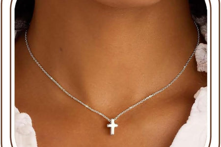 Cross Necklace for Women Girls, Dainty Gold Plated Cross Pendant Necklace Sideways Cross Choker Layered Cross Necklace for Women Girls