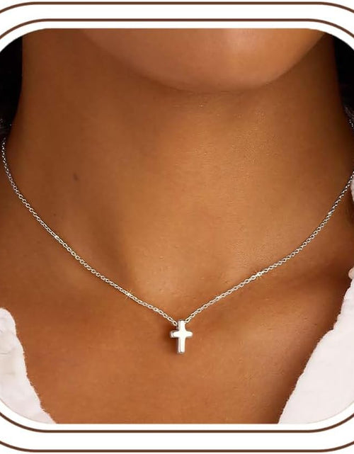 Load image into Gallery viewer, Cross Necklace for Women Girls, Dainty Gold Plated Cross Pendant Necklace Sideways Cross Choker Layered Cross Necklace for Women Girls
