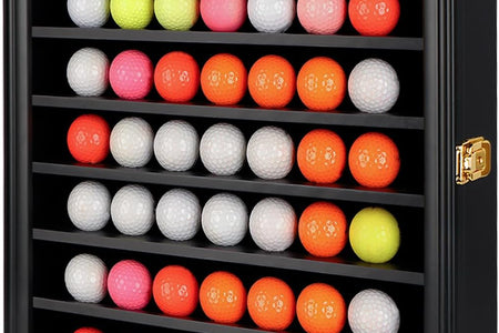 Golf Ball Display Case Lockable - Golf Ball Holder Gift for Golf Enthusiasts - Golf Ball Display Rack Cabinet for Wall Mount with 98% UV Protection Acrylic Glass Door