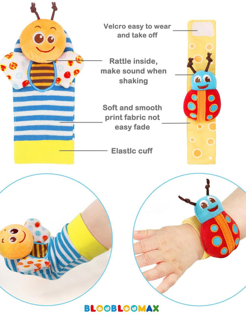 Load image into Gallery viewer, Wrist Rattle Socks and Foot Finder Set, Infant Girl Boy Toys for Babies 0-36 Months, Newborn Hand &amp; Foot Toys for 0 to 3 Years, Baby Shower Gifts Set Easter Basket Stuffer

