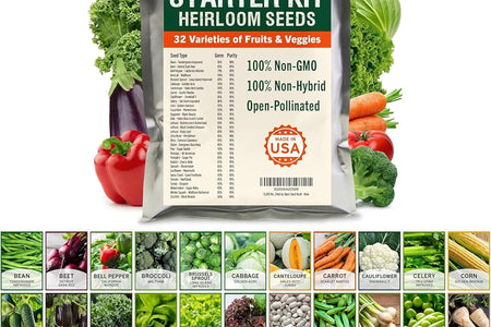 15,000 Non GMO Heirloom Vegetable Seeds for Planting Vegetables and Fruits (32 Variety Pack) - Gardening Seed Starter Kit, Survival Gear Food, Gardening Gifts, Prepper Supplies