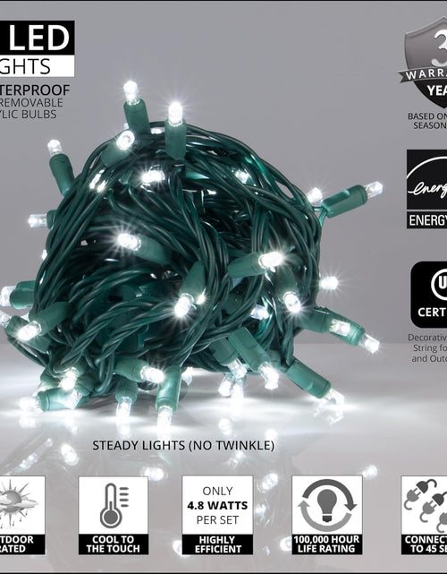 Load image into Gallery viewer, 50 5Mm LED Cool White Christmas Lights, 6" Spacing, 25' White LED Christmas Lights Outdoor Tree Lights Holiday Lights Mini Lights Party House Bedroom String Lights
