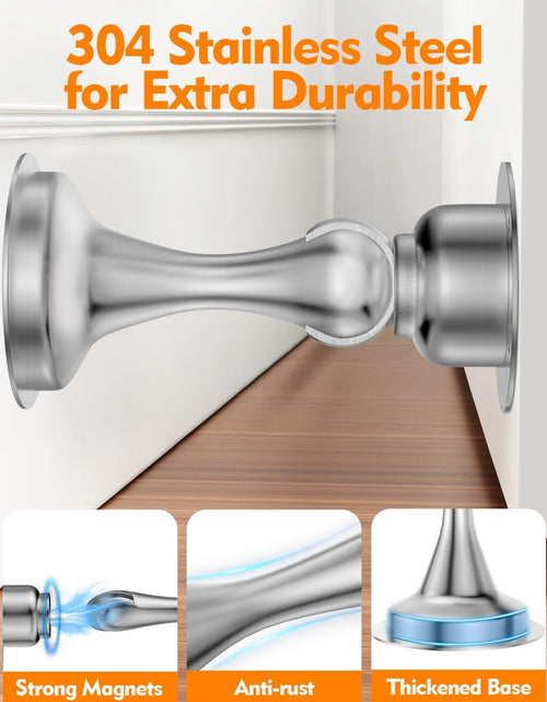 Load image into Gallery viewer, Door Stopper, Magnetic Door Stop, Stainless Steel, Magnetic Door Catch, 3M Double-Sided Adhesive Tape, No Drilling, Screws for Stronger Mount, Hold Your Door Open, for Wide Doors (2)
