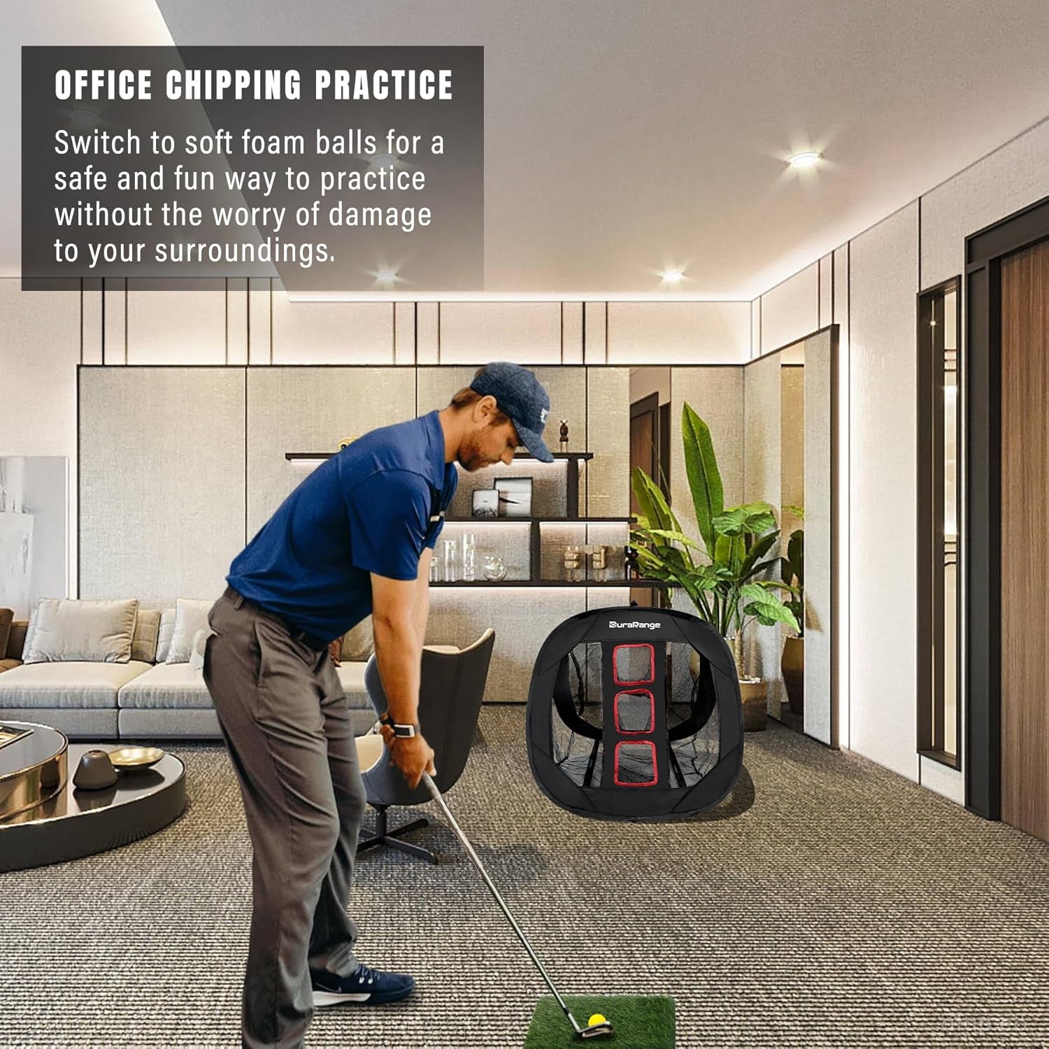 Pop-Up Golf Chipping Net Set - Foldable Training Kit with 2 Hitting Mats, 6 Practice Balls, 6 Foam Balls - Ultimate Golf Gift & Target Chipping Aids