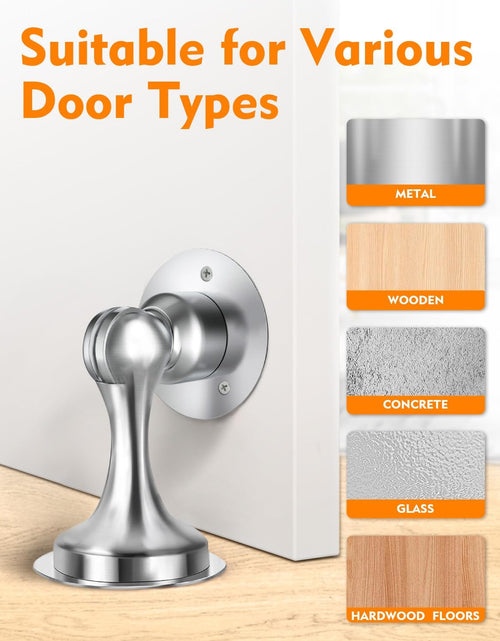 Load image into Gallery viewer, Door Stopper, Magnetic Door Stop, Stainless Steel, Magnetic Door Catch, 3M Double-Sided Adhesive Tape, No Drilling, Screws for Stronger Mount, Hold Your Door Open, for Wide Doors (2)
