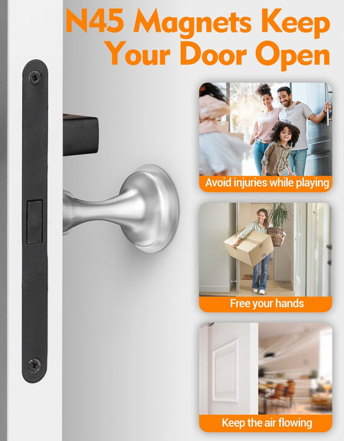 Load image into Gallery viewer, Door Stopper, Magnetic Door Stop, Stainless Steel, Magnetic Door Catch, 3M Double-Sided Adhesive Tape, No Drilling, Screws for Stronger Mount, Hold Your Door Open, for Wide Doors (2)
