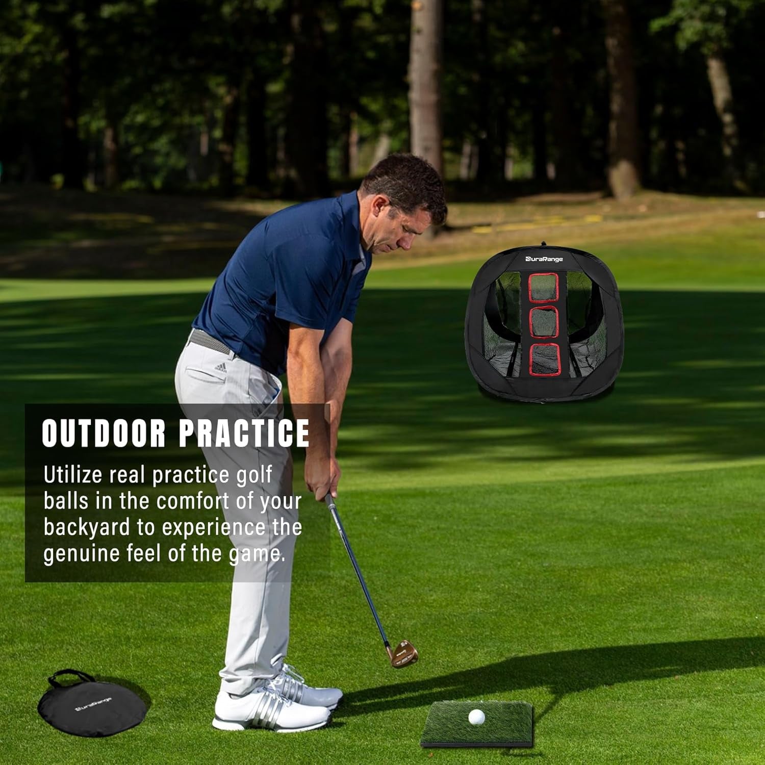 Pop-Up Golf Chipping Net Set - Foldable Training Kit with 2 Hitting Mats, 6 Practice Balls, 6 Foam Balls - Ultimate Golf Gift & Target Chipping Aids