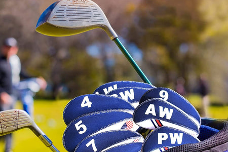 Golf Iron Head Covers 10Pcs Neoprene USA Flag Golf Club Protector Multi Color Golf Club Protector (Blue)