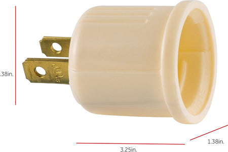 Polarized Socket Adapter, 2 Pack, Convert Outlets to Lamp Sockets, Perfect for Workshop, Garage or Utility Room, Polarized Plug, UL Listed, Light Almond, 54607