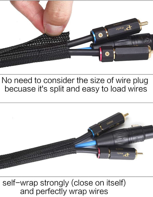 Load image into Gallery viewer, 10Ft - 3/4 Inch Cord Protector Wire Loom Tubing Cable Sleeve Split Sleeving for USB Cable Power Cord Audio Video Cable – Protect Cat from Chewing Cords - Black
