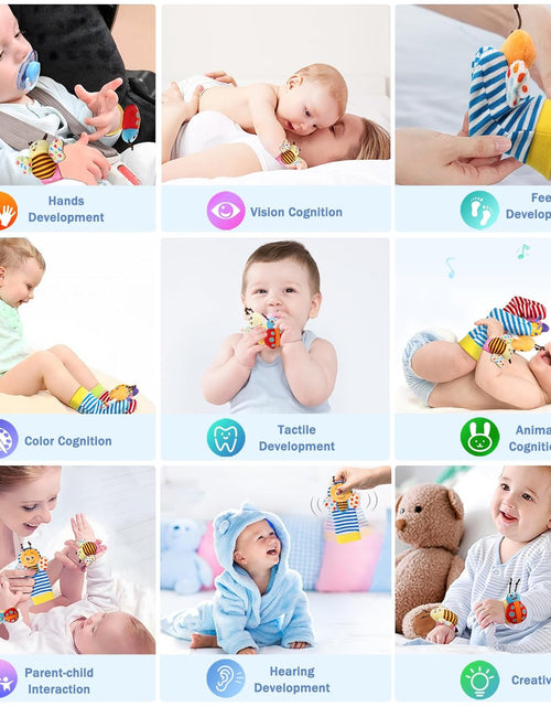 Load image into Gallery viewer, Wrist Rattle Socks and Foot Finder Set, Infant Girl Boy Toys for Babies 0-36 Months, Newborn Hand &amp; Foot Toys for 0 to 3 Years, Baby Shower Gifts Set Easter Basket Stuffer
