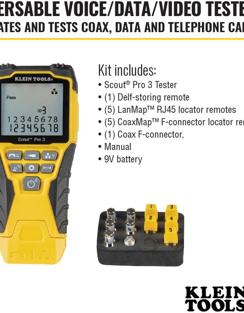 Load image into Gallery viewer, VDV501-851 Cable Tester Kit with Scout Pro 3 for Ethernet / Data, Coax / Video and Phone Cables, 5 Locator Remotes, Yellow
