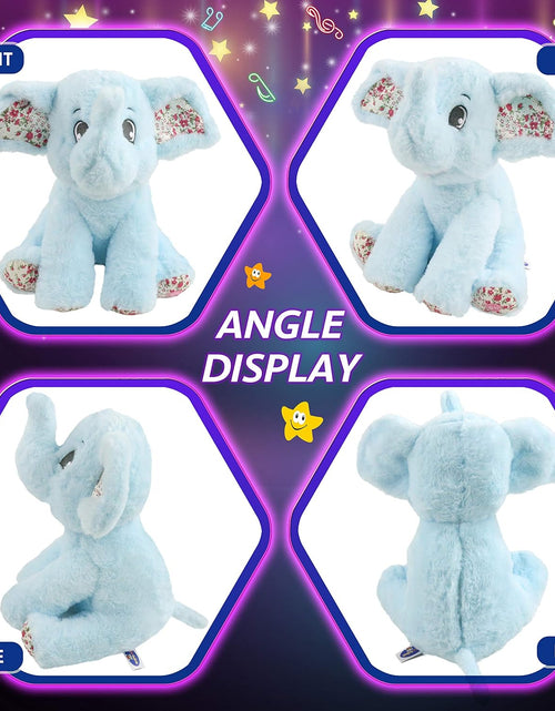 Load image into Gallery viewer, 12‘’ Musical Light up Elephant Plush Toy Floppy LED Stuffed Animals Lullabies Nightlight Bedtime for Kids Birthday Valentines for Toddlers, Blue
